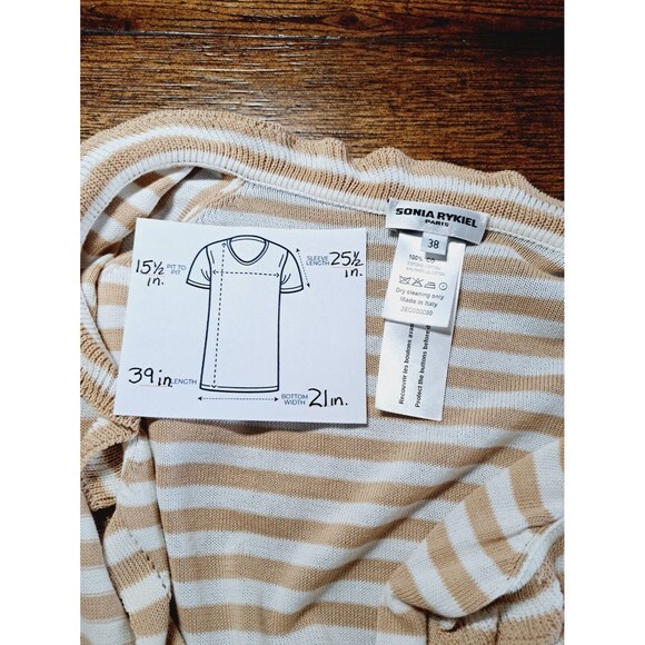 SONIA RYKIEL Size‎ 38 EU White Beige Tan Knitted Striped Long Cardigan Sweater - Picture 10 of 13